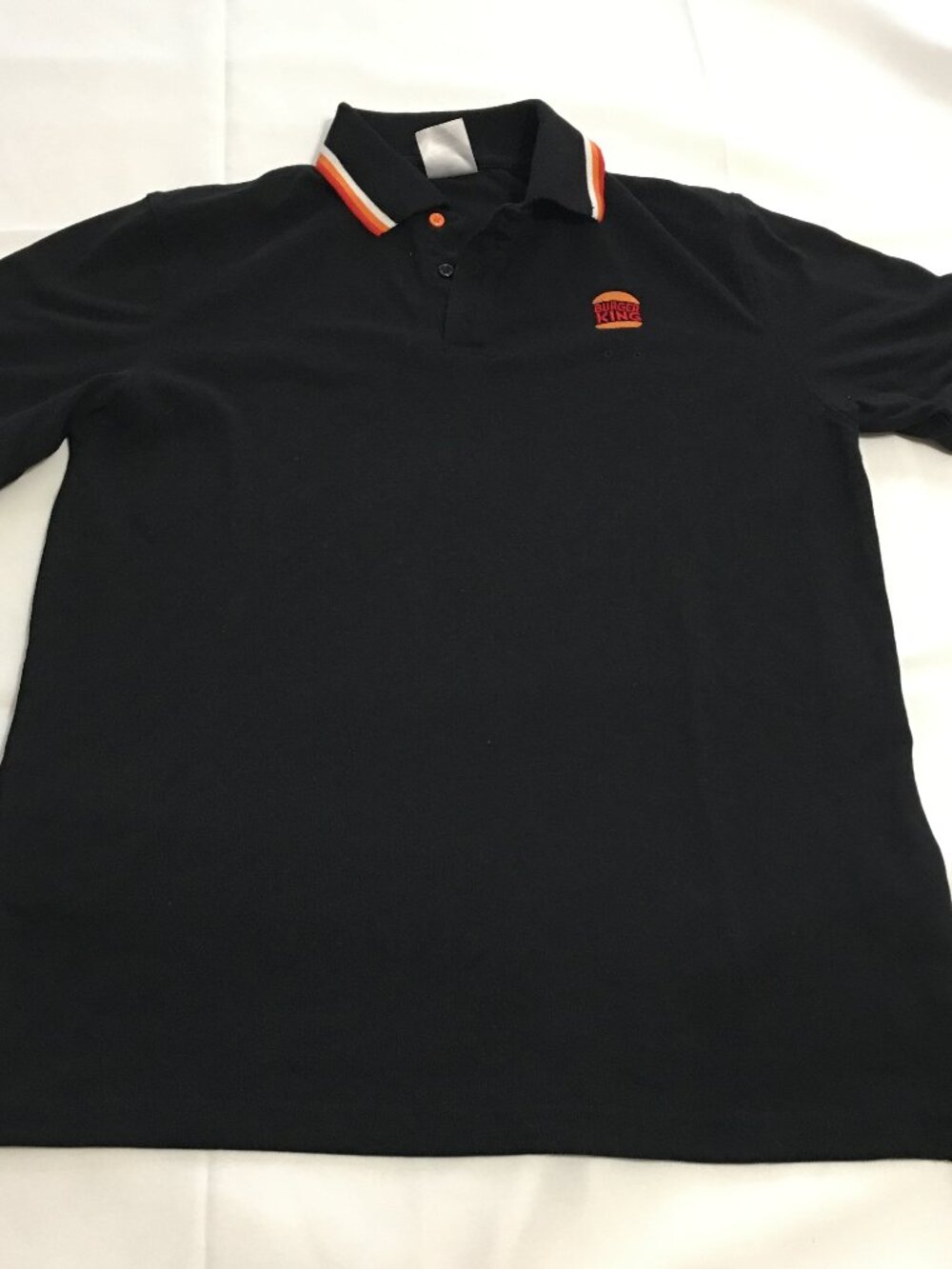 Burger King Crew Polo Shirt Mens Medium Black Short Sleeve Uniform Workwear